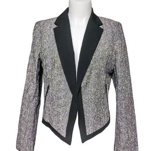 Ann Taylor Black White Tweed Blazer Jacket Sz 12